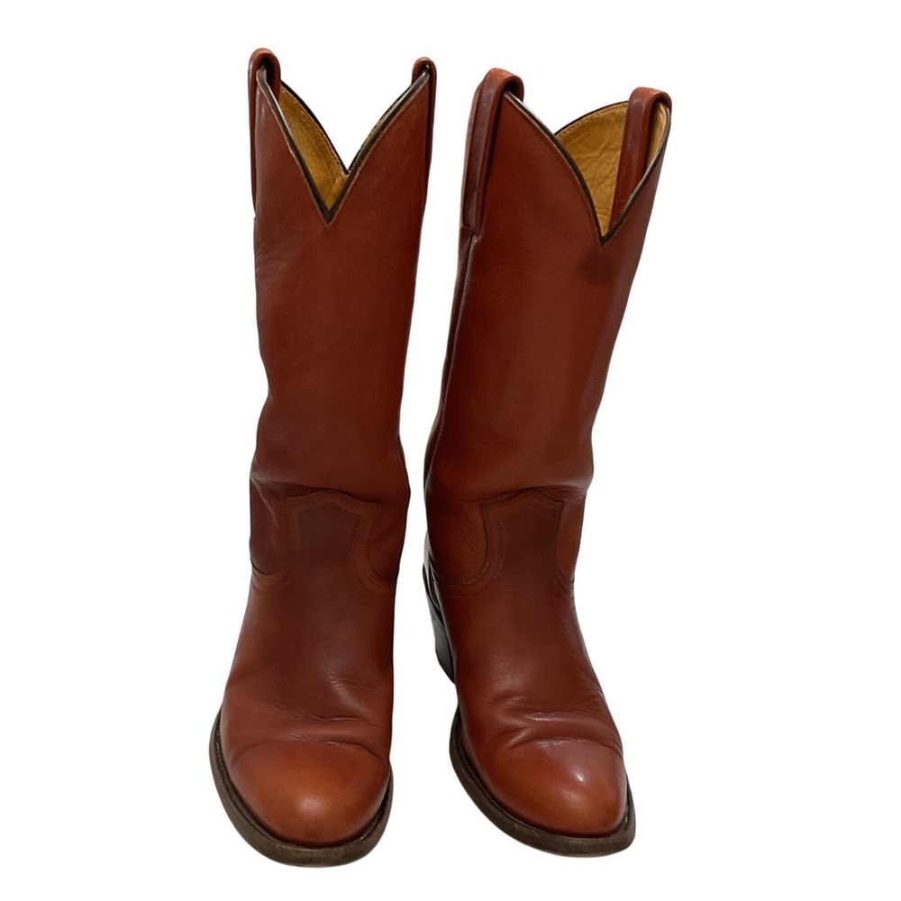 Frye 3811 Campus Boots Womens 9 B Cognac Ginger Leather Made in USA Western Tall - Picture 2 of 13